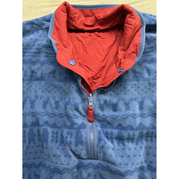 Chubbies Men's Large Red Blue Reversible Fleece Pullover Jacket Retro 90s Style - Picture 2 of 11